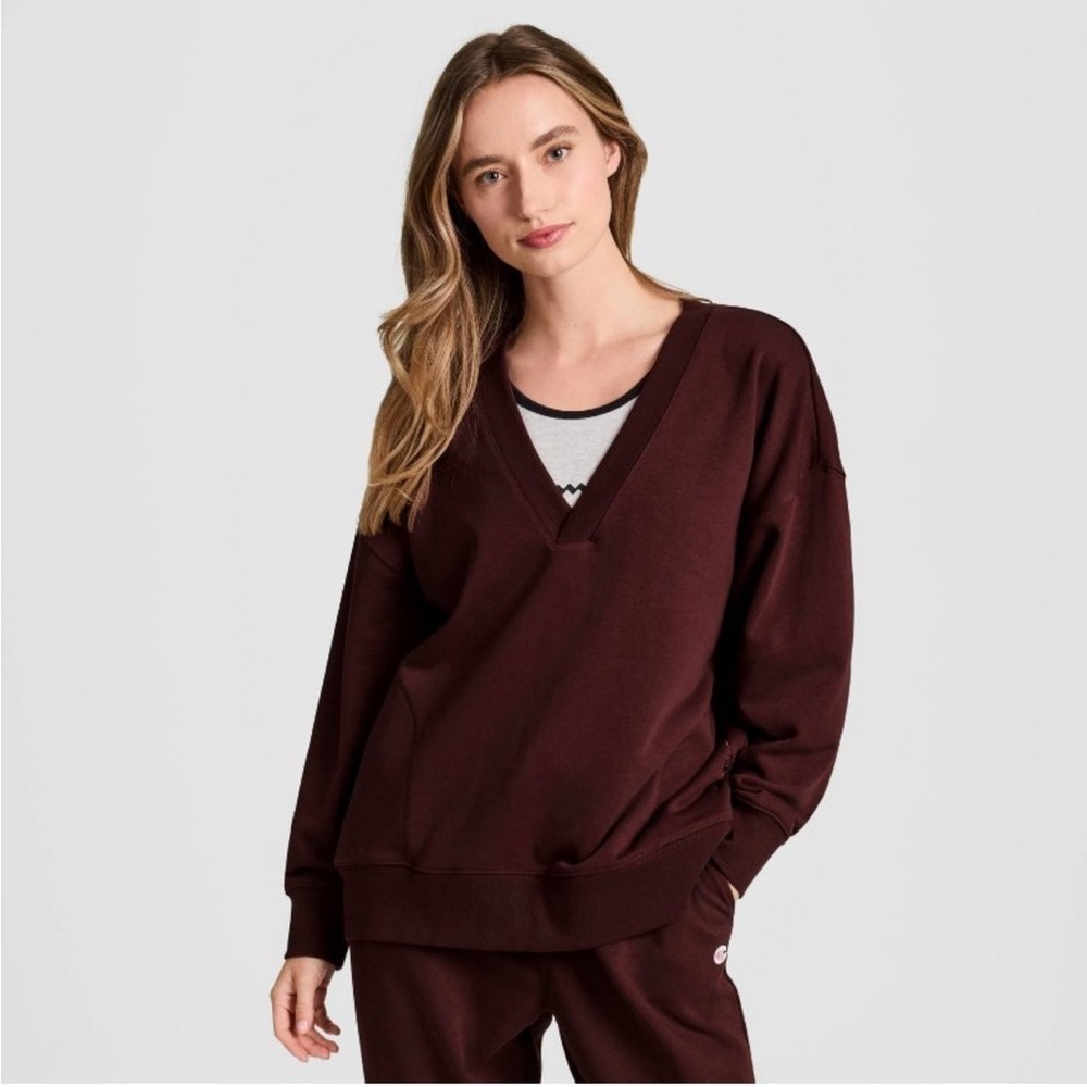 Champion Women’s Long Sleeve V-Neck French Terry Pullover Size Small